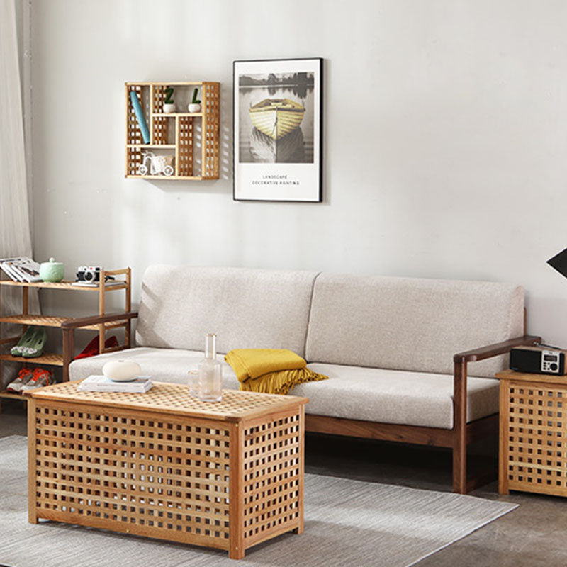 Japanese Square Wood Metal Coffee Table — Rectangular - Large