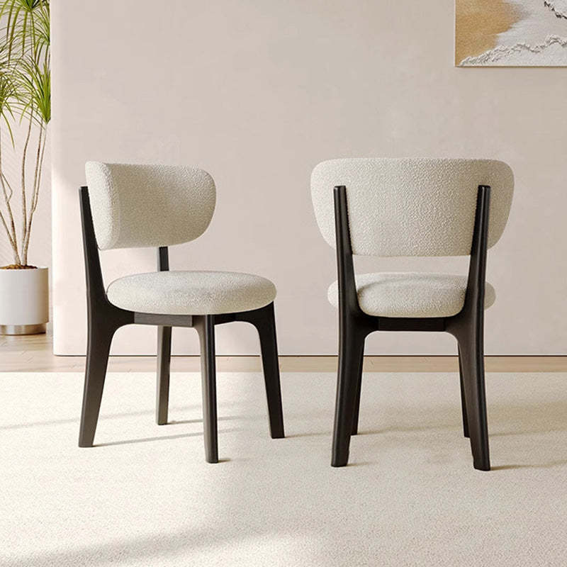Round Velvet Wooden Dining Chair — Microfiber Leather