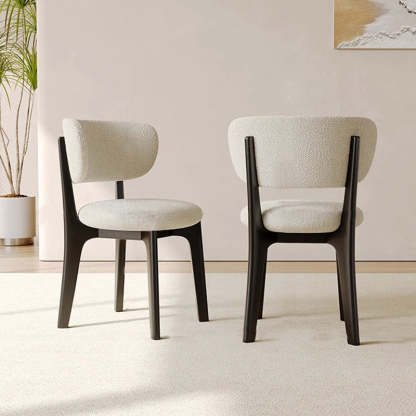 Round Velvet Wooden Dining Chair — Microfiber Leather