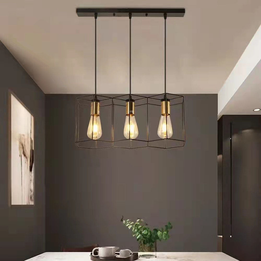 Industrial Vintage Geometric Iron Island Chandelier