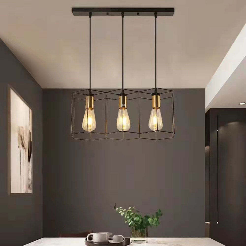 Industrial Vintage Geometric Iron Island Chandelier