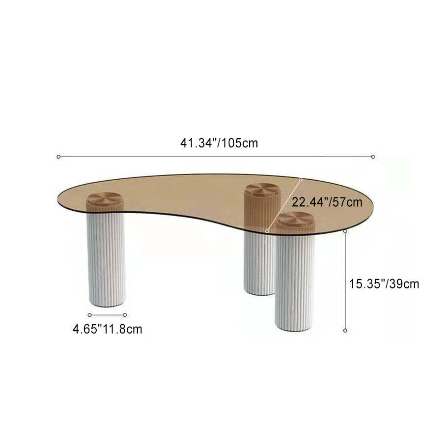 Scandinavian Arch Teardrop Tempered Glass Coffee Table — Gray / Black