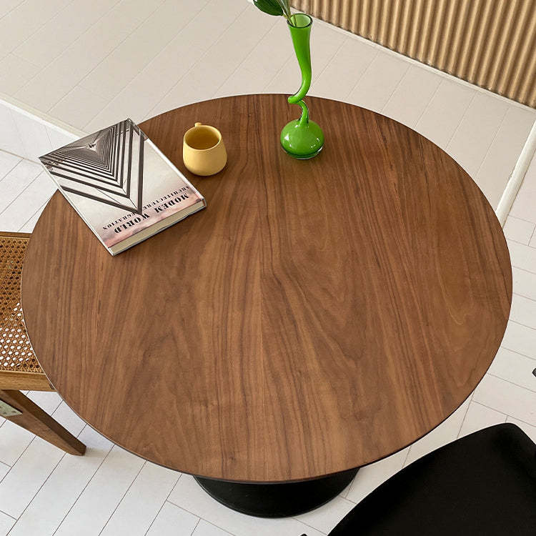 Minimalist Round Slate Wood Coffee Table
