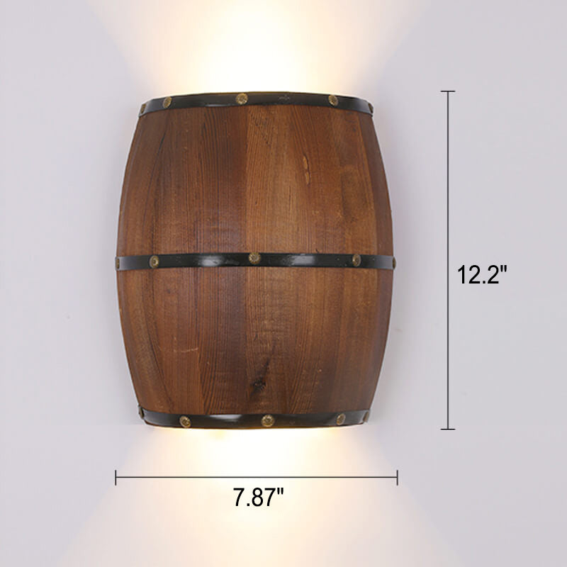 Industrial Vintage Half Barrel Wood Sconce