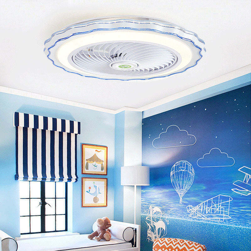 Modern Round Flower LED Flush Mount Ceiling Fan Light