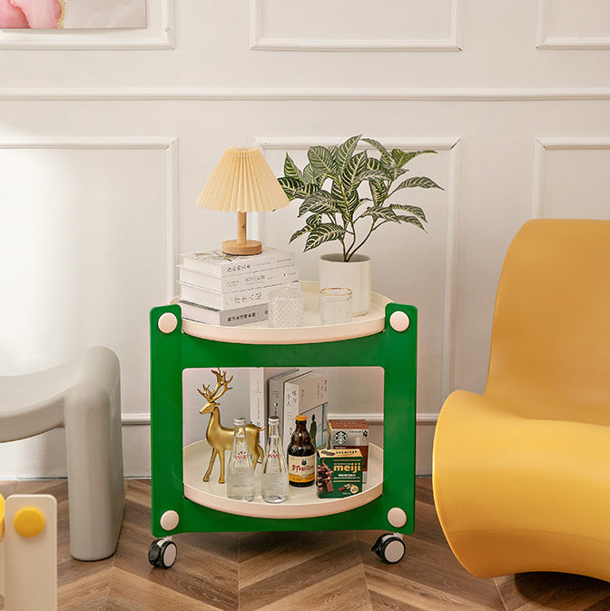 Scandinavian Tray 2-Tier Movable End Table — White Frame + Pink Tray + Pink Buckle