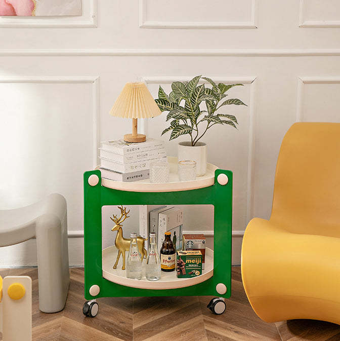 Scandinavian Tray 2-Tier Movable End Table — White Frame + Pink Tray + Pink Buckle