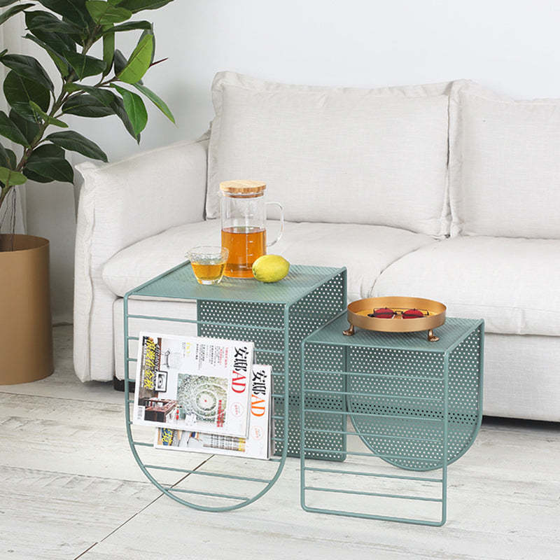 Minimalist Square Iron Panel Coffee Table — Large - Orange
