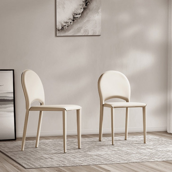 Minimalist Saddle Leather Steel Dining Chair