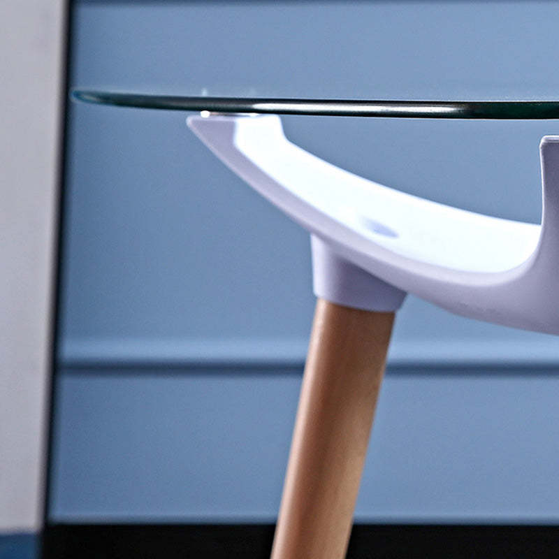 Rounded-Corner Glass Wood Dining Table