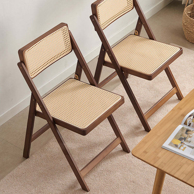 Minimalist Foldable Rattan Wood Dining Chair