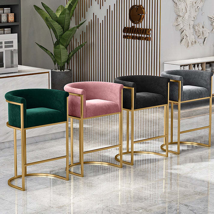 Nordic Half-Round Velvet Metal Armchair