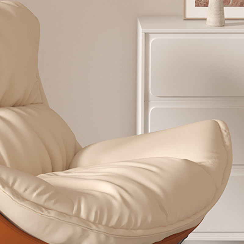 Contemporary Fabric Upholstered Rocking Chair — With Footrest / Orange