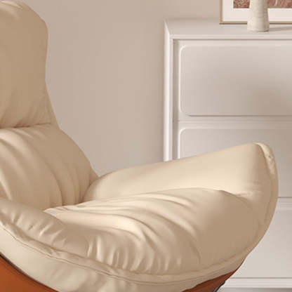 Contemporary Fabric Upholstered Rocking Chair — With Footrest / Orange
