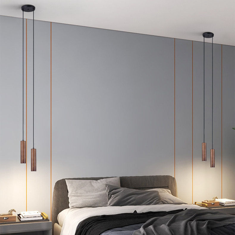 Minimalist cylinder wood pendant lighting — Warm White (3000K) / 2-Light