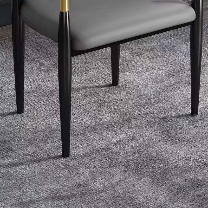 Modern Leather Metal Cushion Dining Chair — E