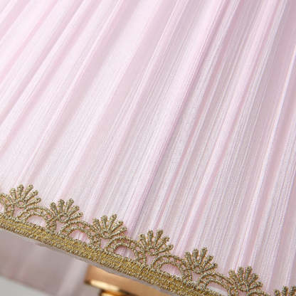 European Pleated Fabric Ceramic Column Lamp