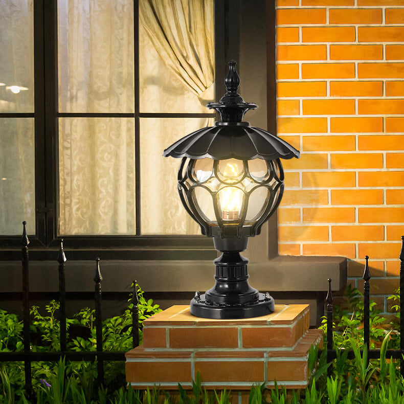 Lighom industrial round column bronze landscape lighting — Matte Black / 220V-240V (UK/AU)