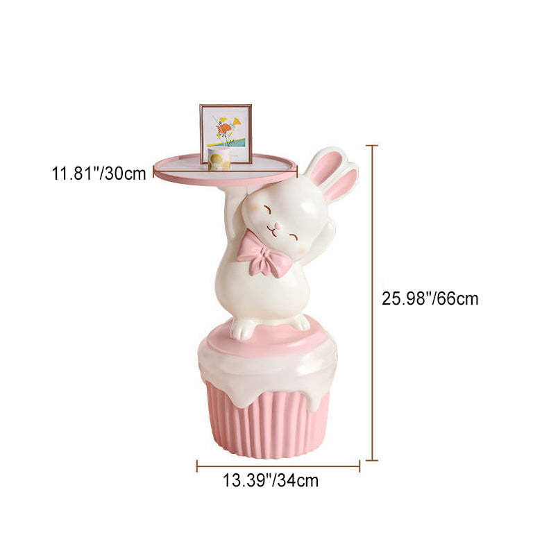 Contemporary Cartoon Rabbit Resin 1-Tray Side Table