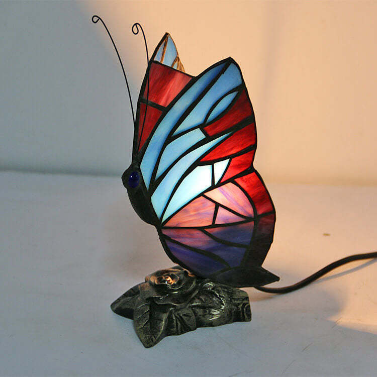 Tiffany Glass Butterfly Night Light Lamp