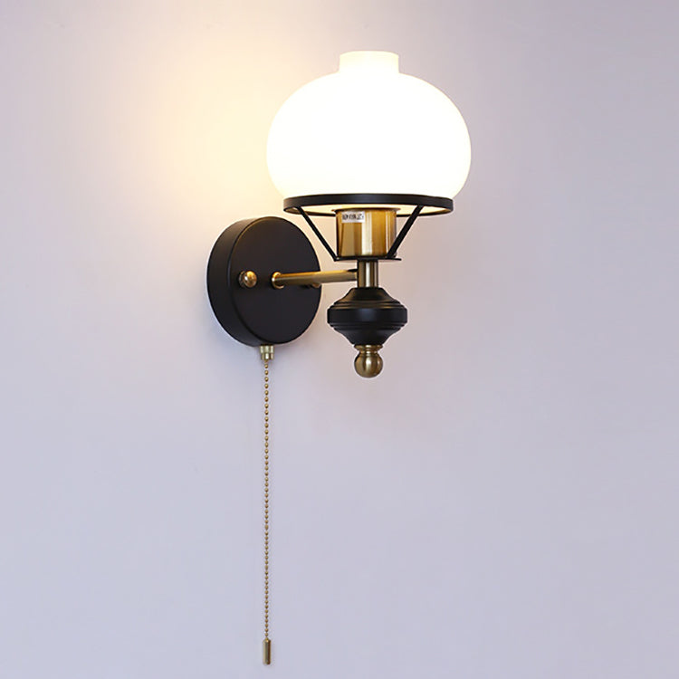 French Geometric Circle Glass Iron Sconce