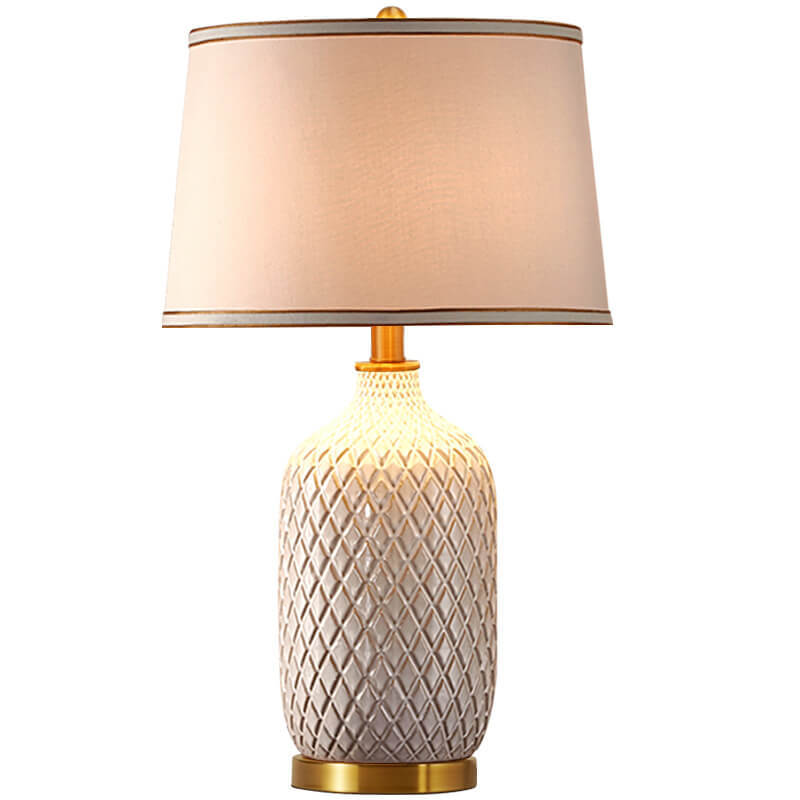 European Vintage Striped Ceramic Fabric Lamp — Dimmer Switch / 220V-240V For UK/AU