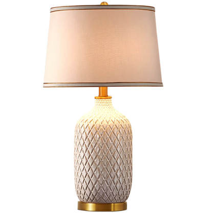 European Vintage Striped Ceramic Fabric Lamp — Dimmer Switch / 220V-240V For UK/AU