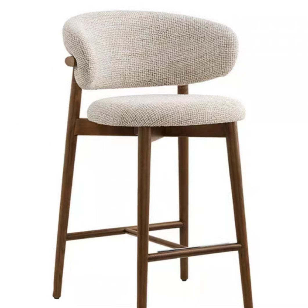 Nordic Fabric Wood Bar Stool