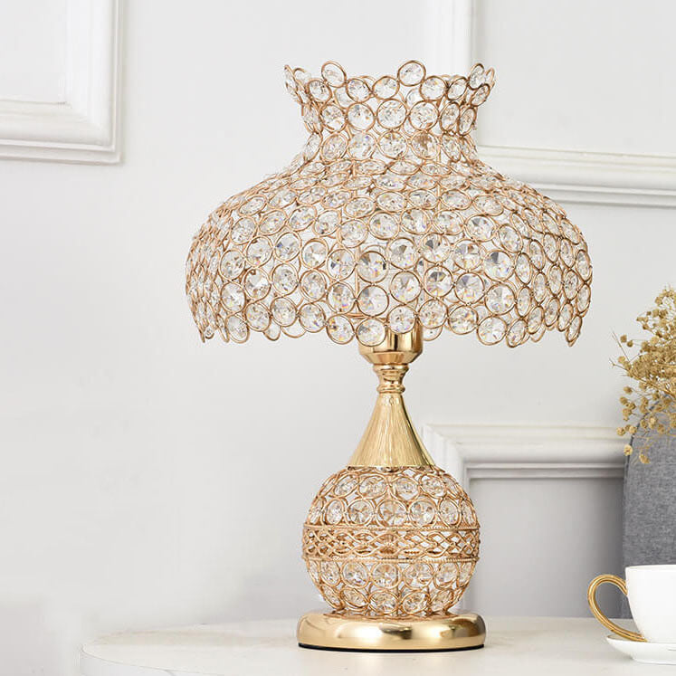 Nordic Luxury Crystal Cone Geometric Table Lamp — Push Button Switch / B / 220V-240V For UK/AU