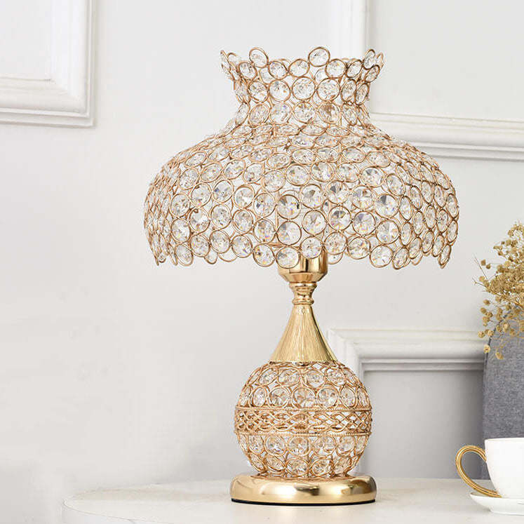 Nordic Luxury Crystal Cone Geometric Table Lamp — Push Button Switch / B / 220V-240V For UK/AU