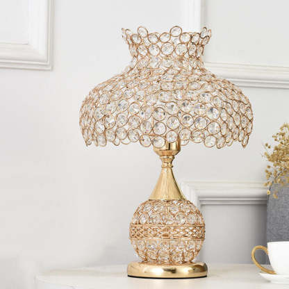 Nordic Luxury Crystal Cone Geometric Table Lamp — Push Button Switch / B / 220V-240V For UK/AU