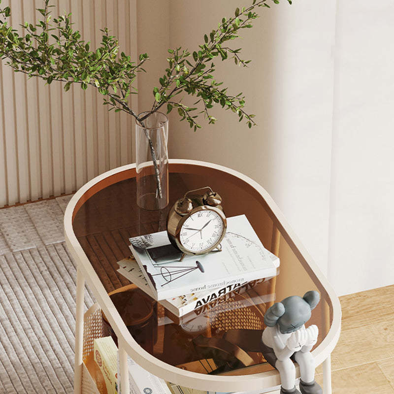 Minimalist Iron Glass 2-Tier End Table