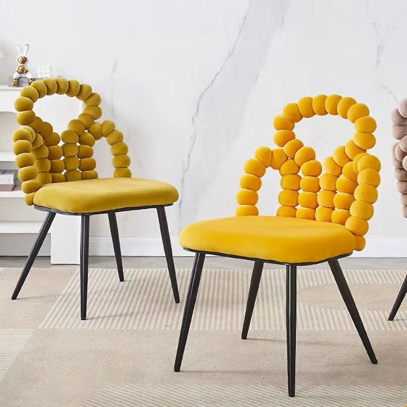 Scandinavian Velvet Heart Ball Vanity Stool — A - Blue