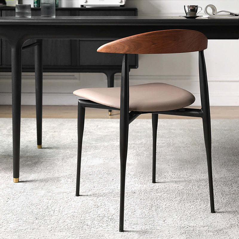 Nordic Cowl Curved Leather Wood Dining Chair