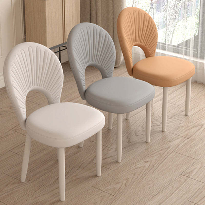Minimalist Half-Round PU Leather Iron Dining Chair