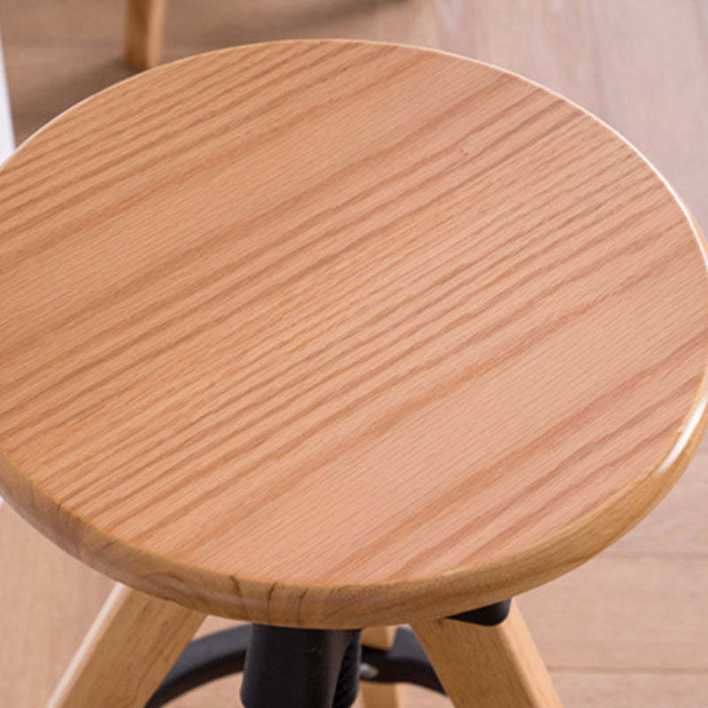 Vintage Solid Wood Nylon Adjustable Swivel Counter Stool