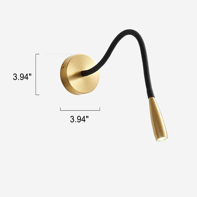 Simple Hose Spotlight Brass LED Reading Sconce — 110V-120V For US/CA / White Light (6000K)