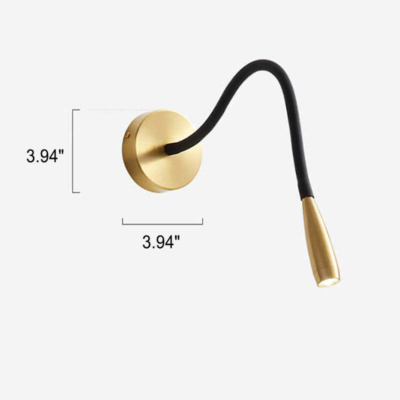Simple Hose Spotlight Brass LED Reading Sconce — 110V-120V For US/CA / White Light (6000K)
