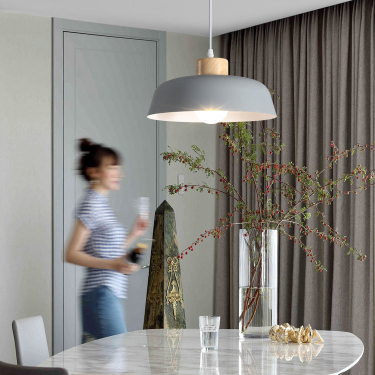 Lighom round wood pendant lighting for kitchen — 7.09" H x 10.24" Dia x 39.37" L / White / 220V-240V (UK/AU)