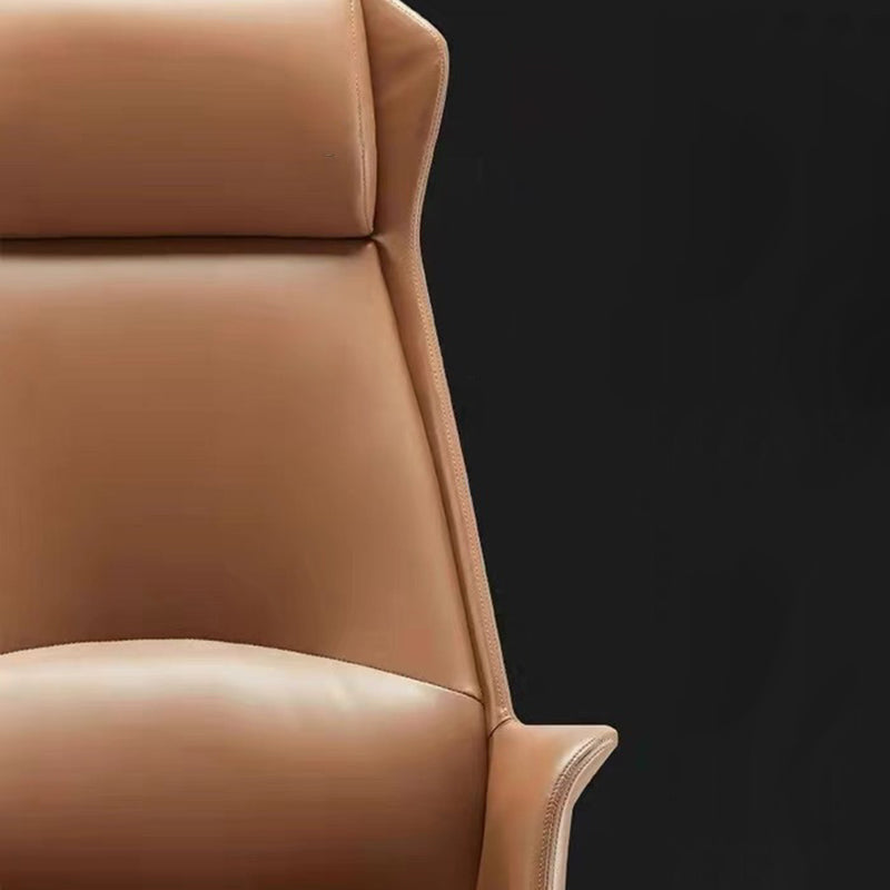 Minimalist High-Back Leather Steel Desk Chair