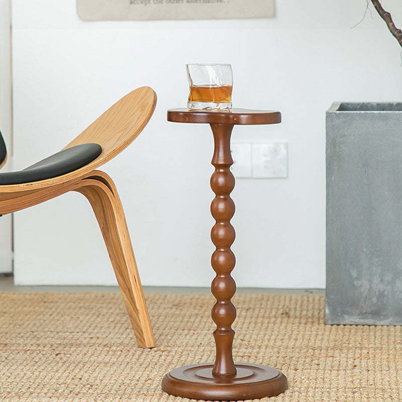Vintage Orb Gourd Wood Side Table — Walnut