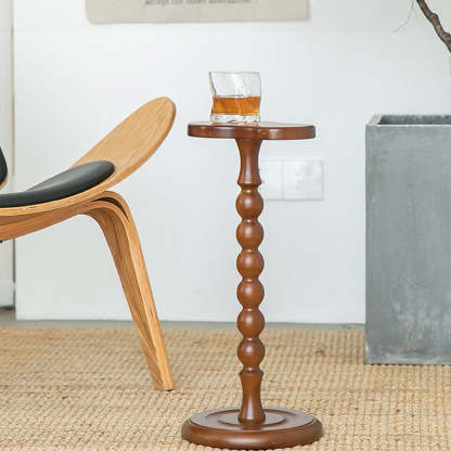 Vintage Orb Gourd Wood Side Table — Walnut