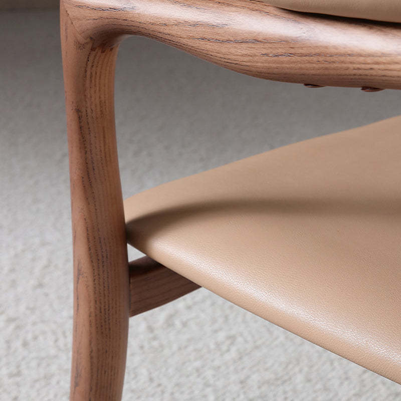 Contemporary Wood Leather Armchair