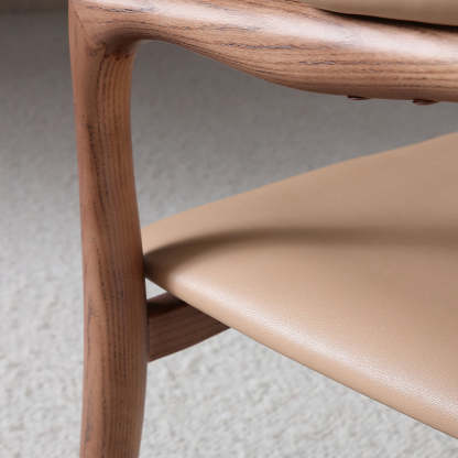 Contemporary Wood Leather Armchair