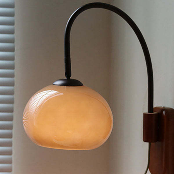 European Minimal Glass Solid Wood Sconce