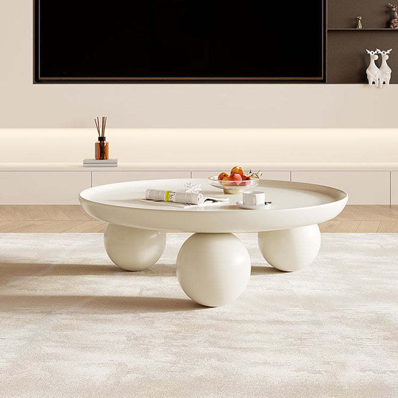 Contemporary Disc Orb Metal Coffee Table — White