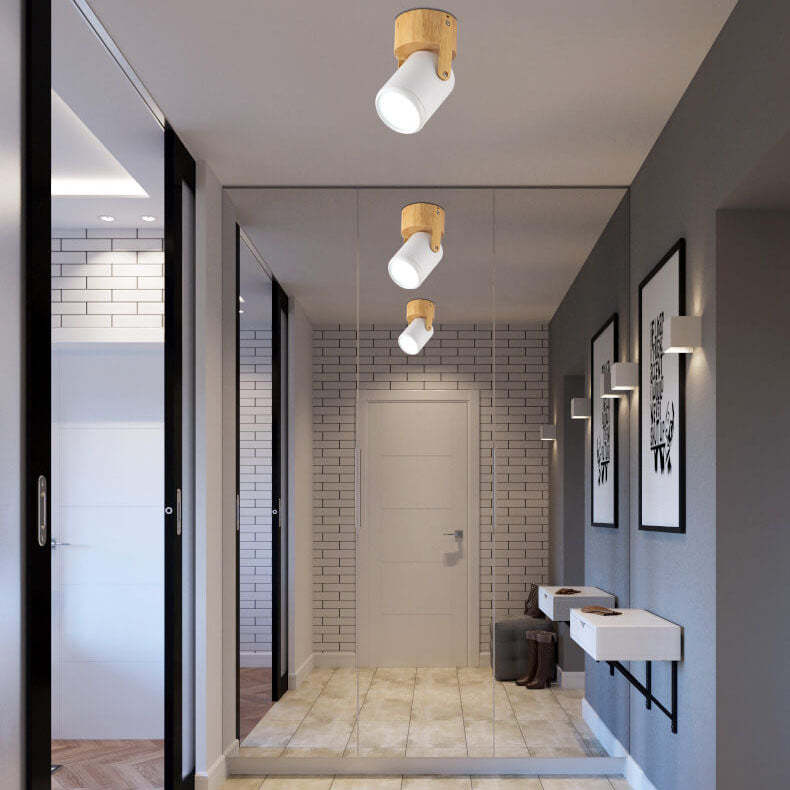 Minimalist Wooden Spotlight Track LED Flush Ceiling Light