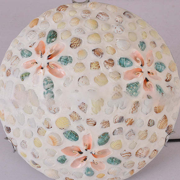 Scandinavian Round Shell Iron Glass Flush Ceiling Light