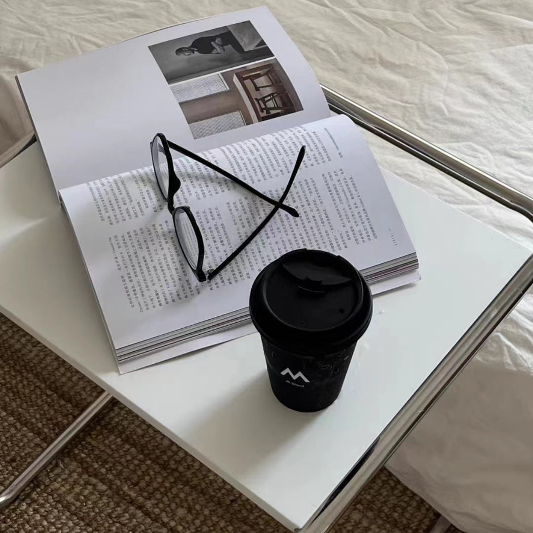 Minimalist C-Shape Wood Steel End Table