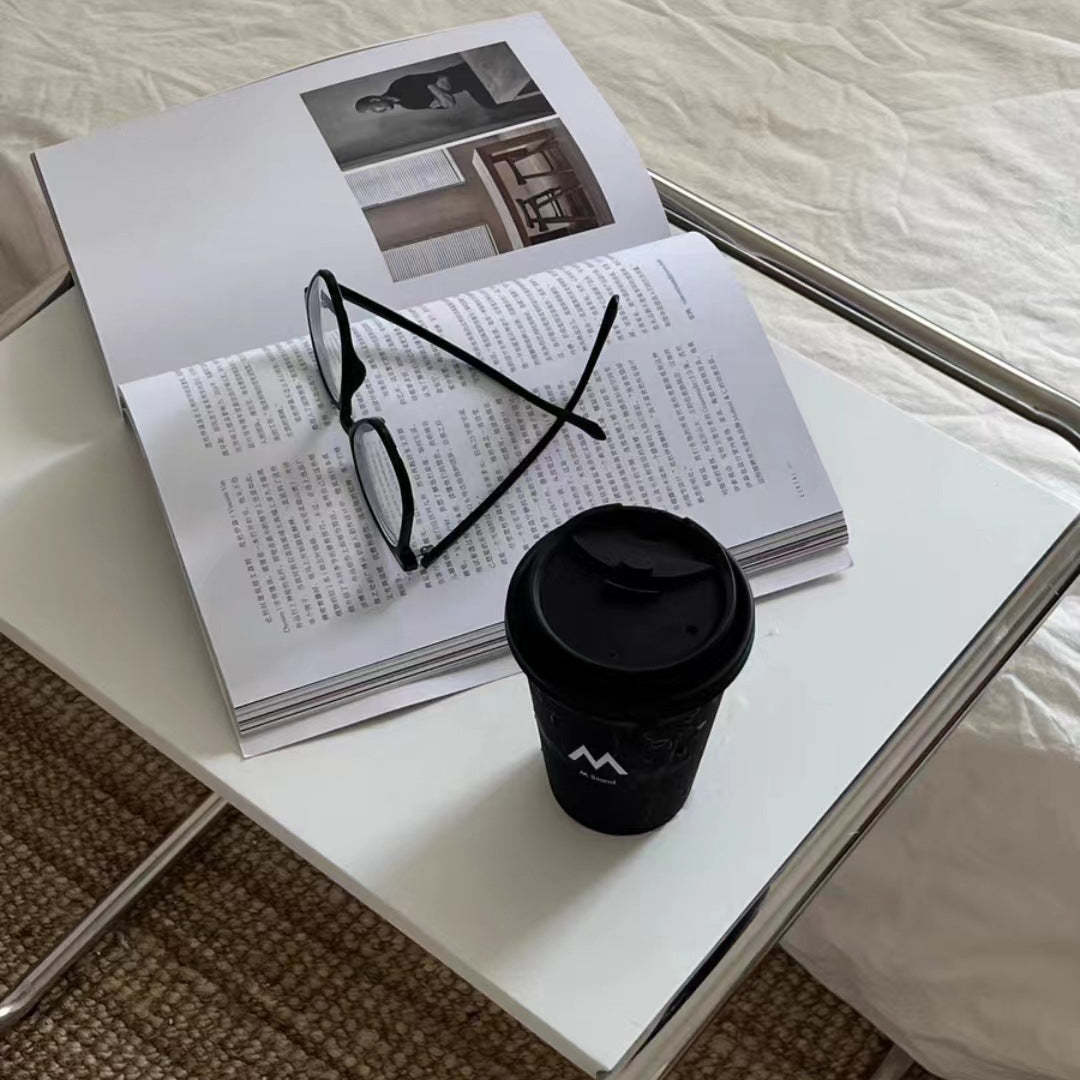 Minimalist C-Shape Wood Steel End Table
